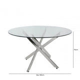 Nova 130cm Chrome And Glass Round Dining Table-2 Parts
