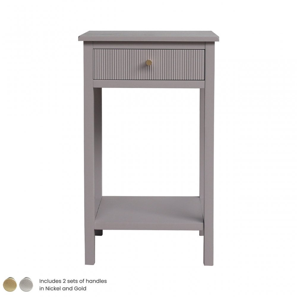 Lindon 1 Drawer End Table Summer Grey - KD includes 2 sets of Handle in Nickel and Gold