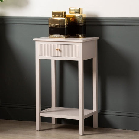 Lindon 1 Drawer End Table Summer Grey - KD includes 2 sets of Handle in Nickel and Gold