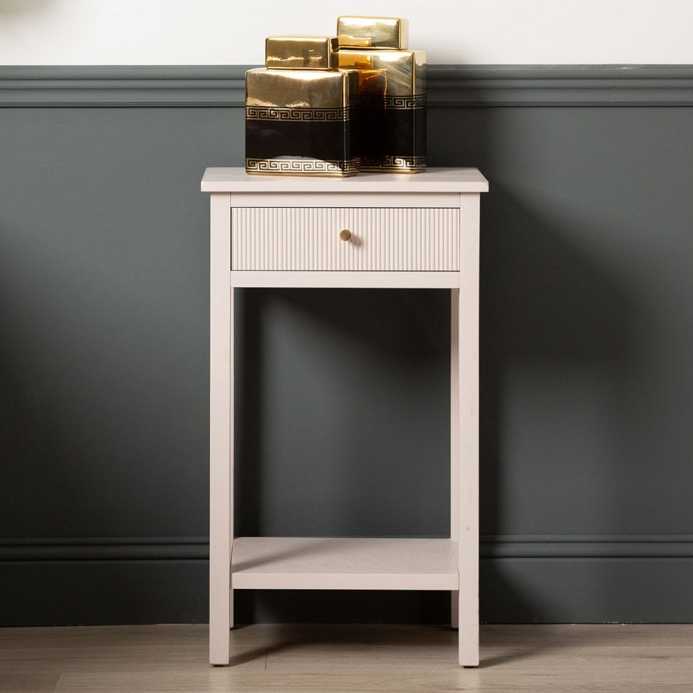 Lindon 1 Drawer End Table Summer Grey - KD includes 2 sets of Handle in Nickel and Gold