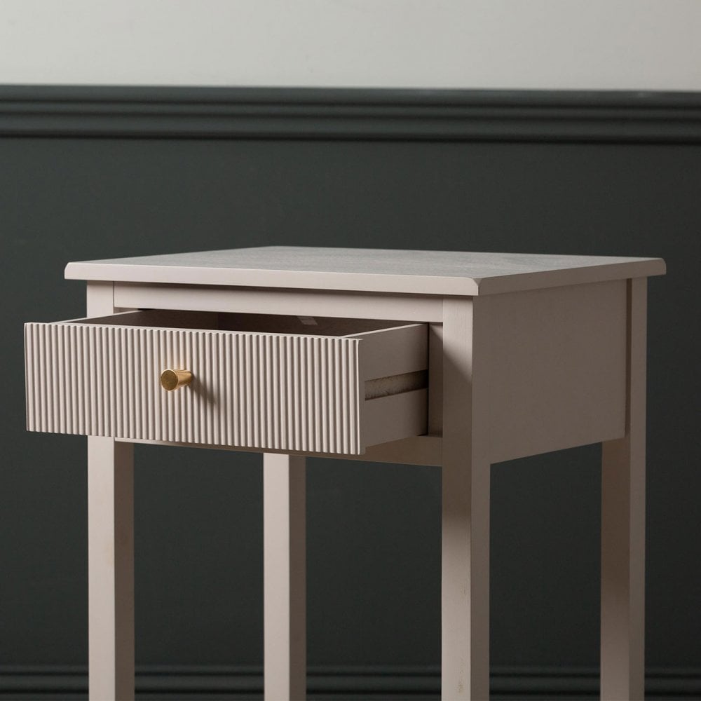 Lindon 1 Drawer End Table Summer Grey - KD includes 2 sets of Handle in Nickel and Gold