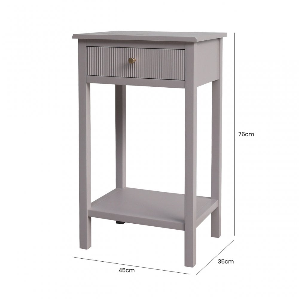 Lindon 1 Drawer End Table Summer Grey - KD includes 2 sets of Handle in Nickel and Gold