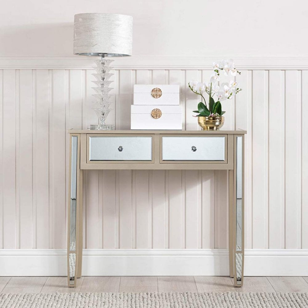 Vista 2 Drawer Dark Champagne Wood Console Table