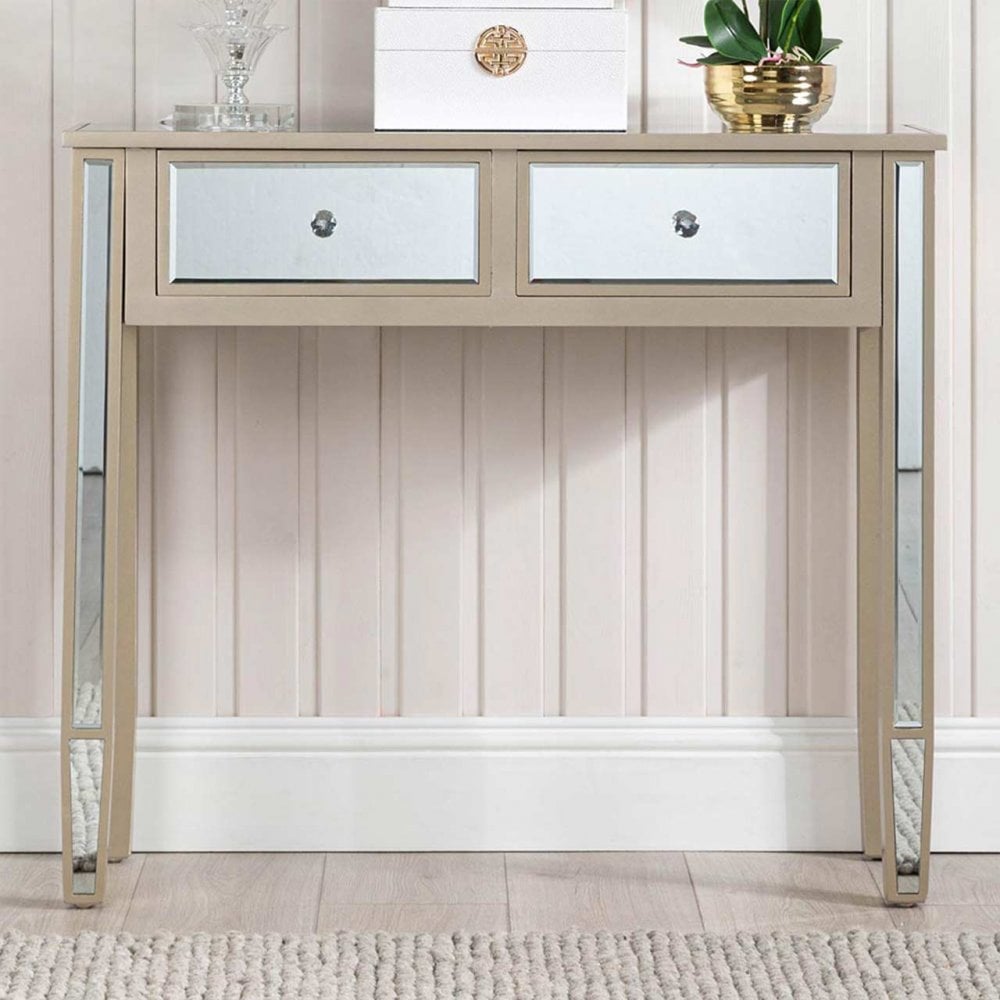 Vista 2 Drawer Dark Champagne Wood Console Table