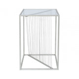 Luna Silver Metal End Table Clear Glass Top