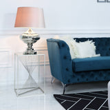 Luna Silver Metal End Table Clear Glass Top