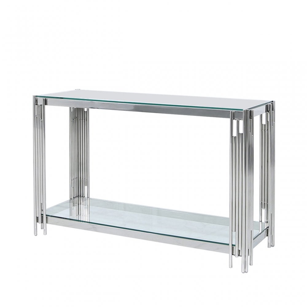 Cohen Steel Tubes &amp; Clear Glass Console Table