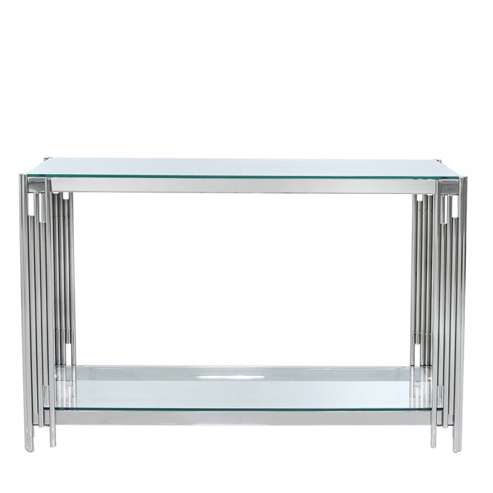 Cohen Steel Tubes &amp; Clear Glass Console Table