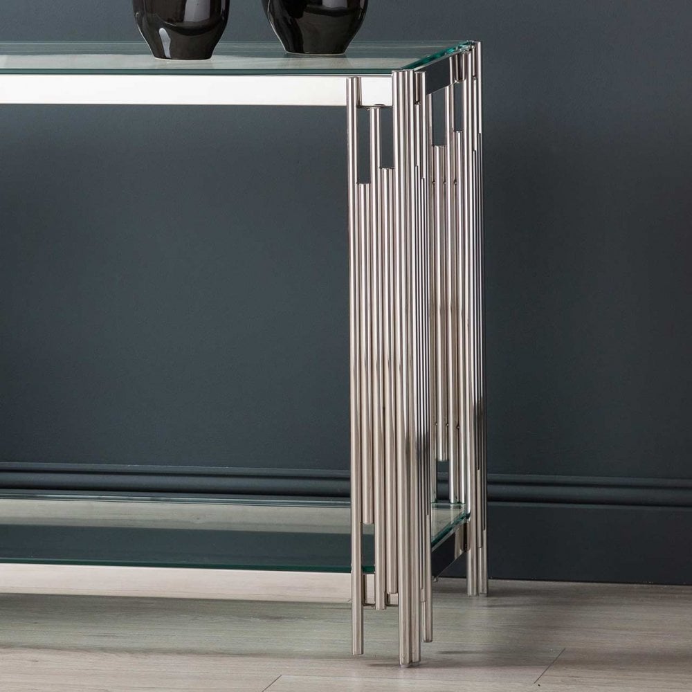 Cohen Steel Tubes &amp; Clear Glass Console Table