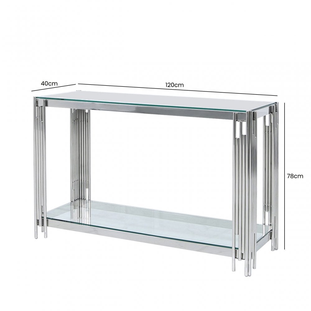 Cohen Steel Tubes &amp; Clear Glass Console Table