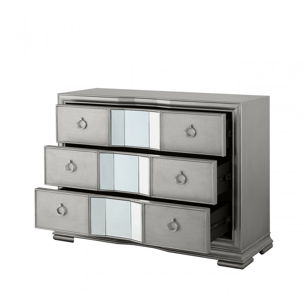 Lucca 3 Drawer Mirror Chest Grey