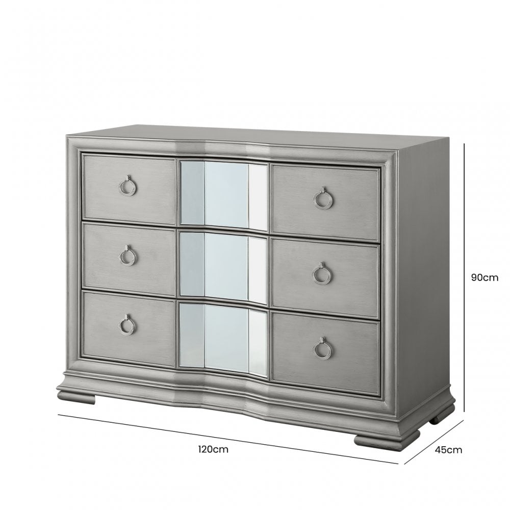 Lucca 3 Drawer Mirror Chest Grey