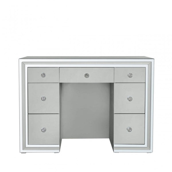 Manhattan 7 Drawer Dressing Table Grey Clear