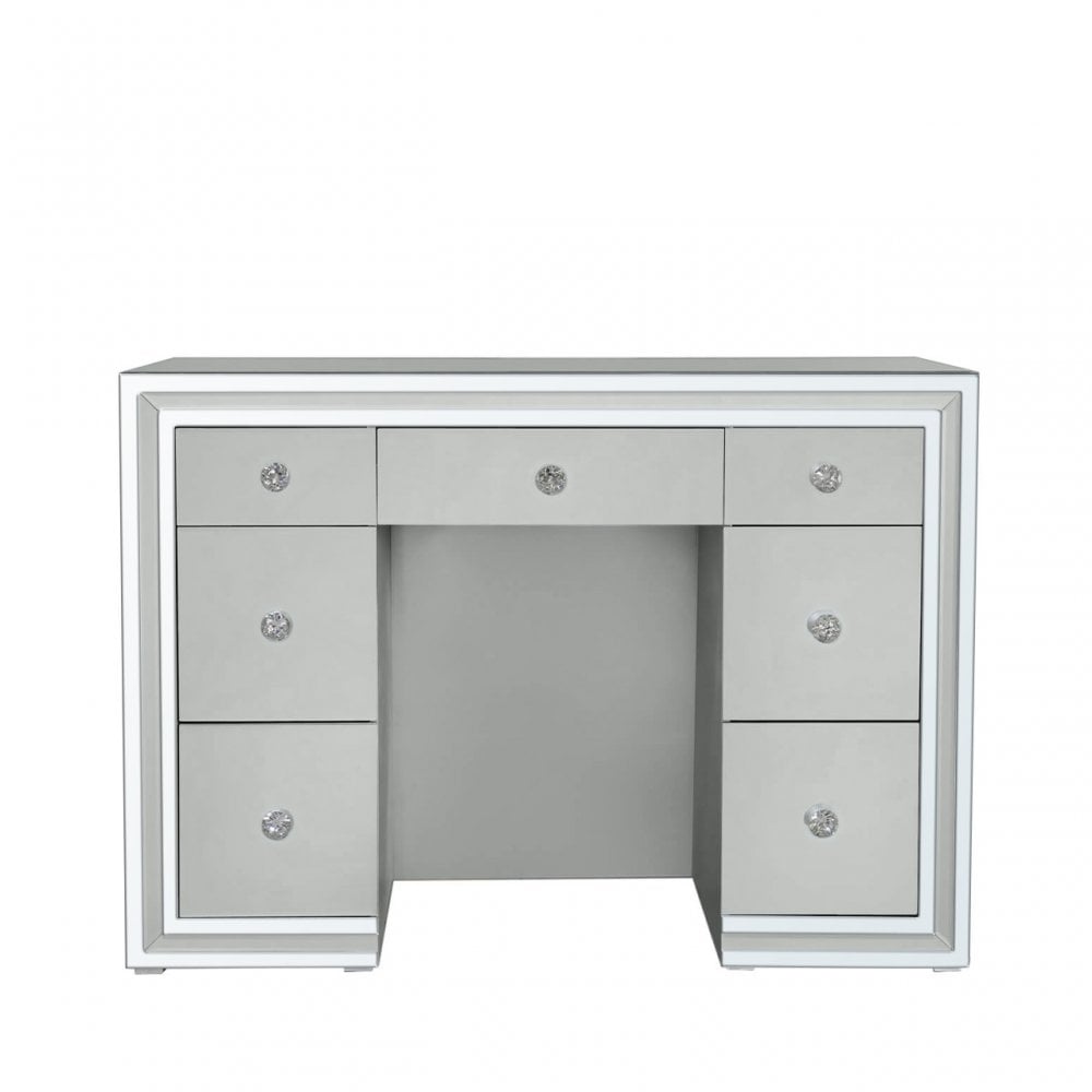 Manhattan 7 Drawer Dressing Table Grey Clear