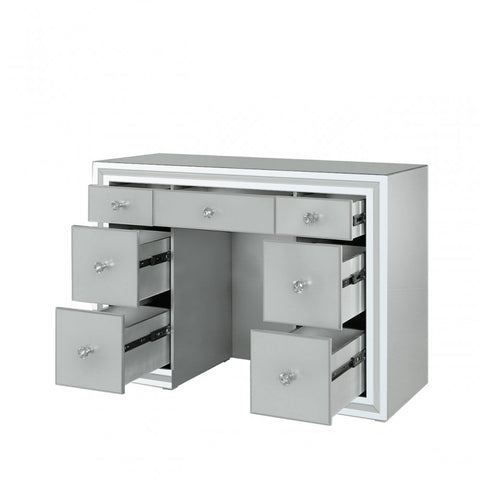 Manhattan 7 Drawer Dressing Table Grey Clear