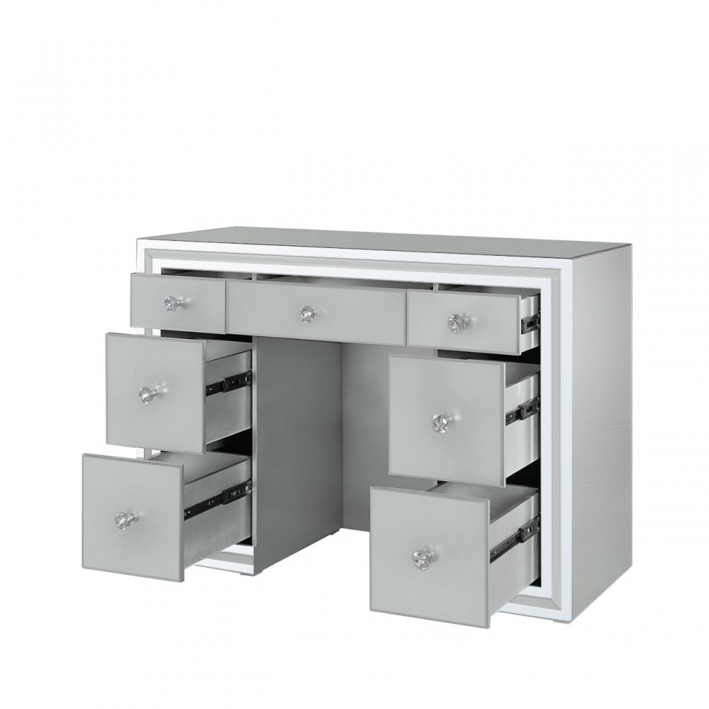 Manhattan 7 Drawer Dressing Table Grey Clear