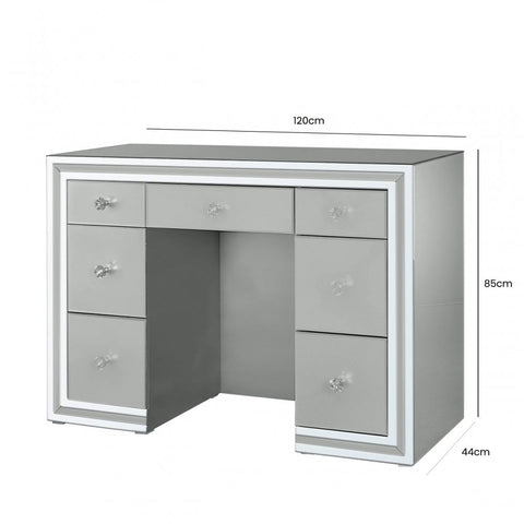Manhattan 7 Drawer Dressing Table Grey Clear