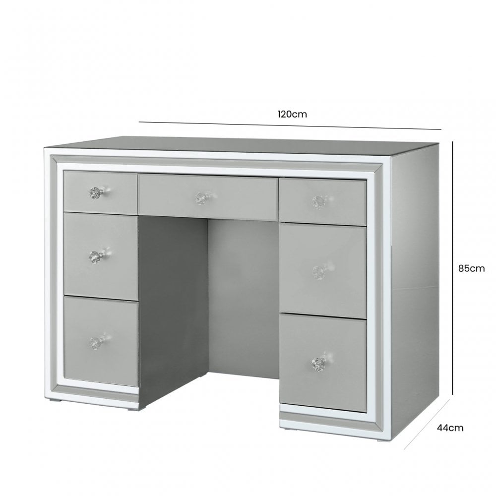 Manhattan 7 Drawer Dressing Table Grey Clear