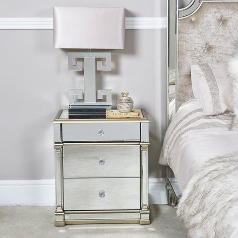 Apollo 3 Drawer Mirror Cabinet Champagne