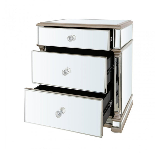 Apollo 3 Drawer Mirror Cabinet Champagne
