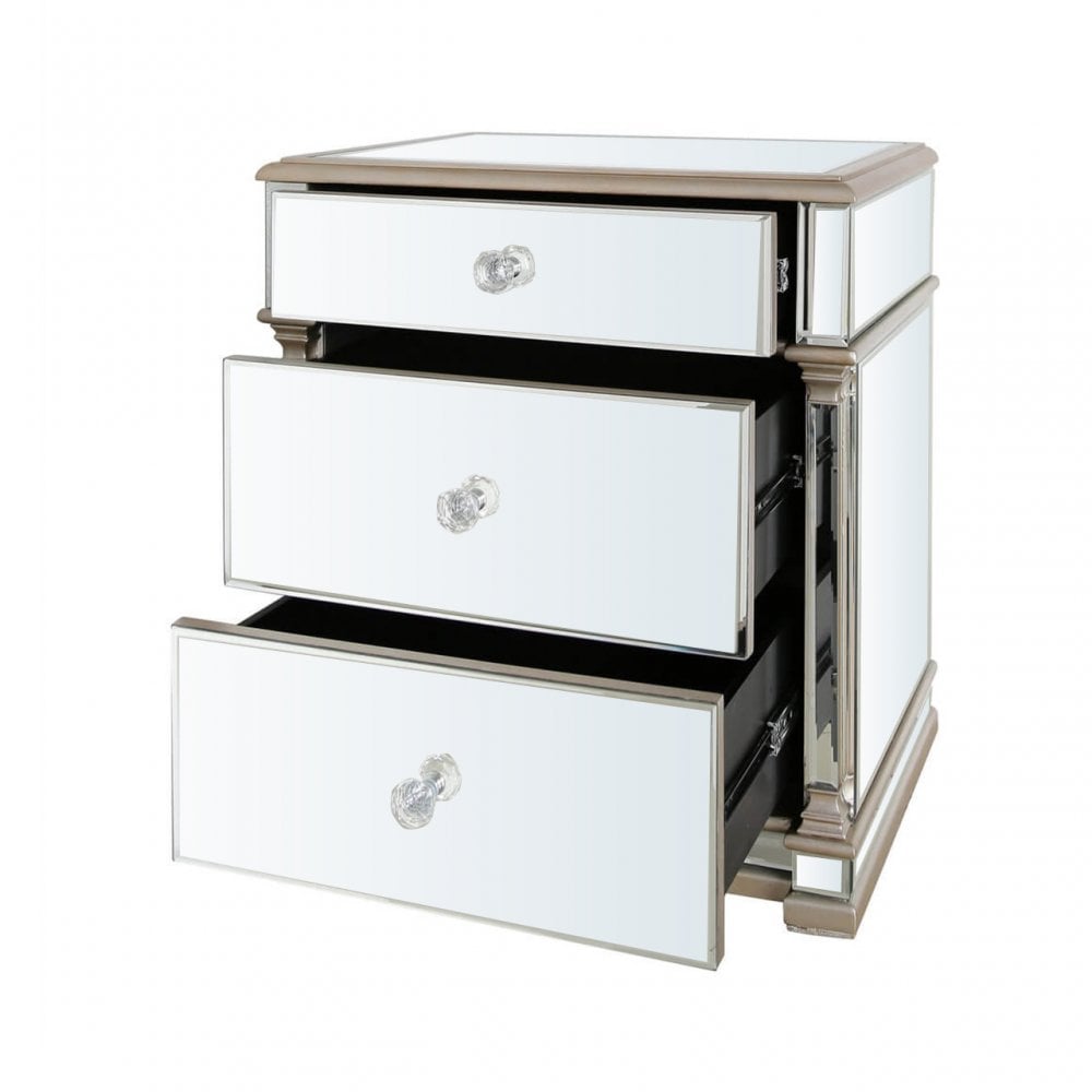 Apollo 3 Drawer Mirror Cabinet Champagne