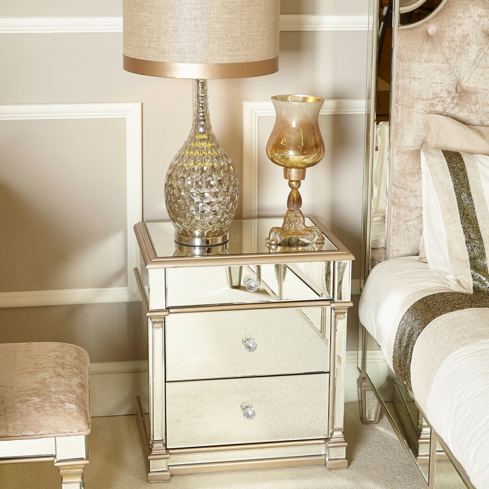 Apollo 3 Drawer Mirror Cabinet Champagne