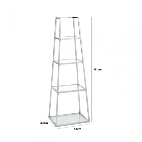 Logan Steel & Clear Glass 4 Tier Ladder Display Unit - KD