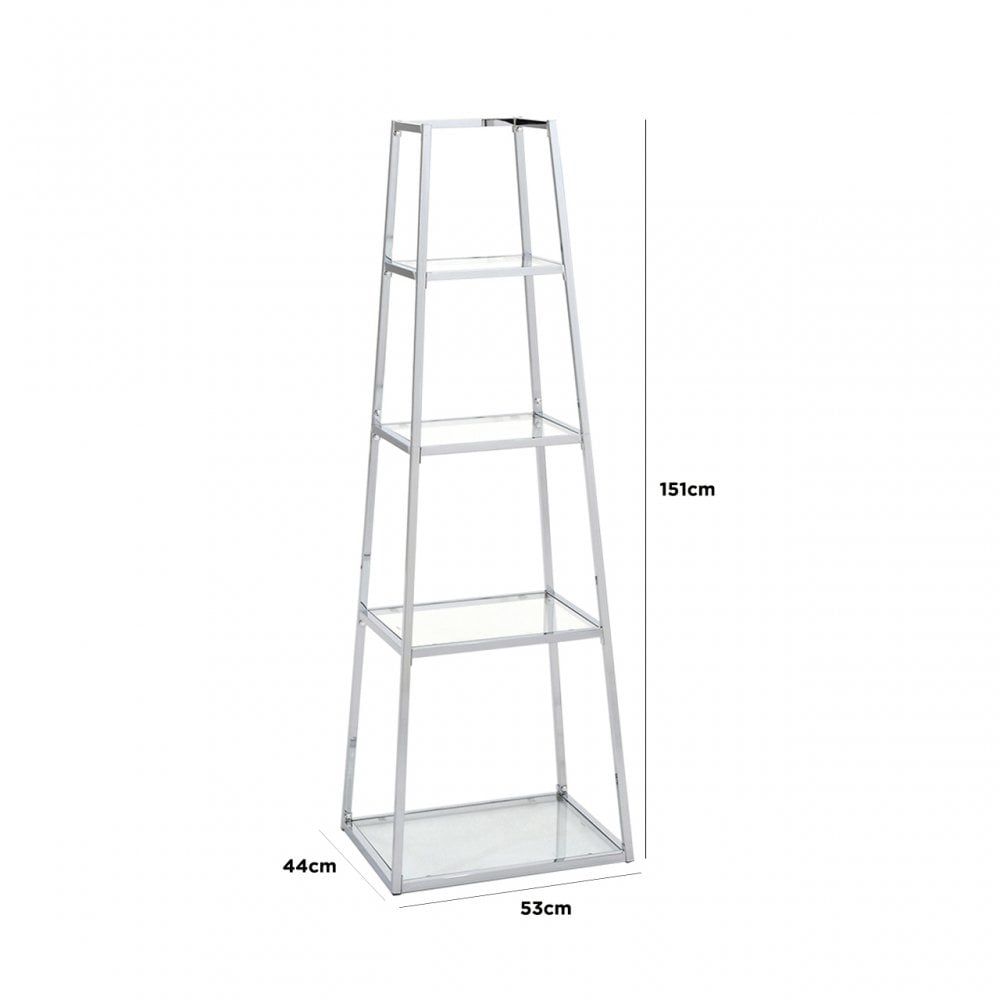 Logan Steel & Clear Glass 4 Tier Ladder Display Unit - KD