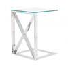 Zenith Stainless Steel Sofa Table Clear Glass Top