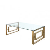 Apex Gold Metal Coffee Table Clear Glass Top