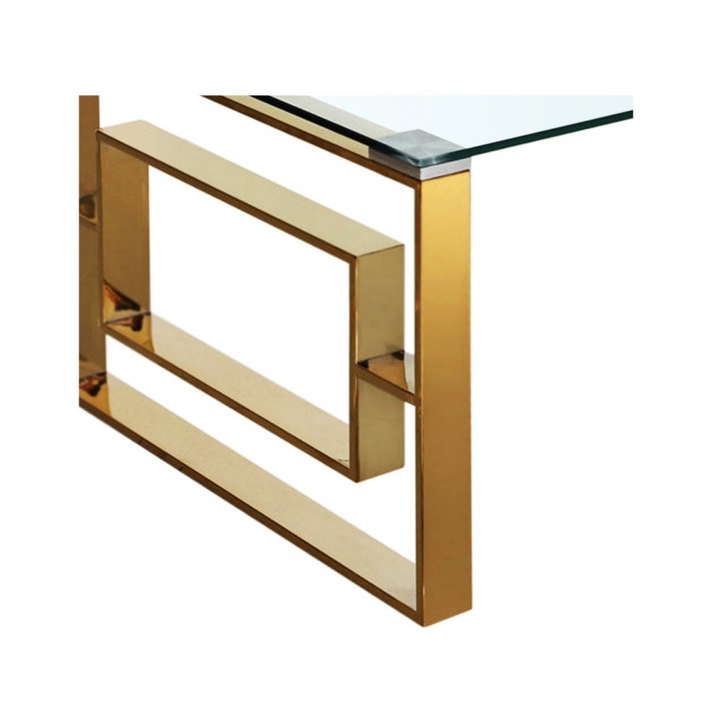 Apex Gold Metal Coffee Table Clear Glass Top
