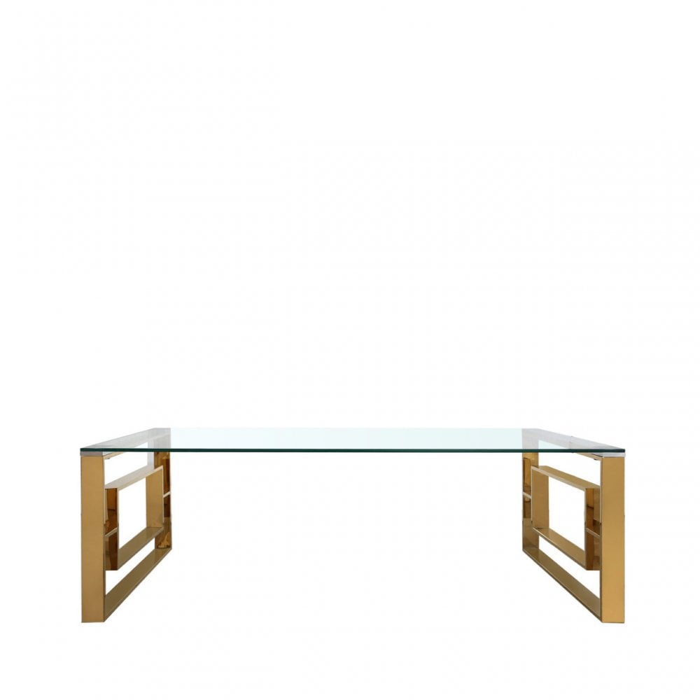 Apex Gold Metal Coffee Table Clear Glass Top