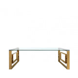 Apex Gold Metal Coffee Table Clear Glass Top