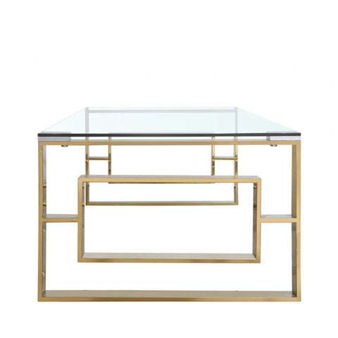Apex Gold Metal Coffee Table Clear Glass Top