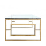 Apex Gold Metal Coffee Table Clear Glass Top