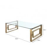 Apex Gold Metal Coffee Table Clear Glass Top