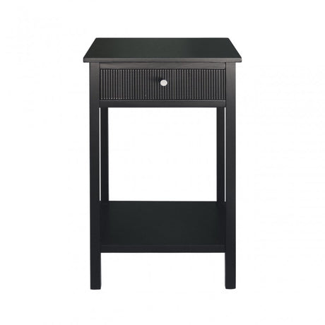 Lindon 1 Drawer End Table Black - KD includes 2 sets of Handle in Nickel and Gold