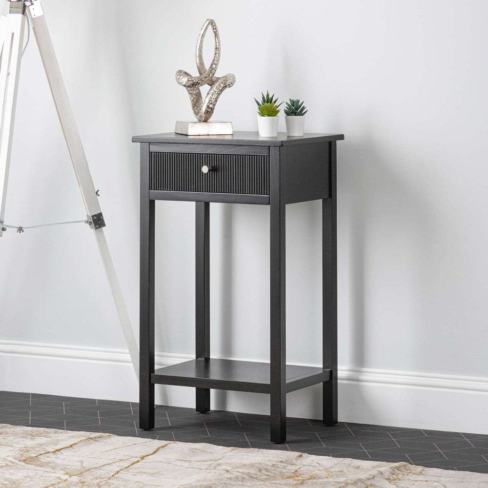 Lindon 1 Drawer End Table Black - KD includes 2 sets of Handle in Nickel and Gold