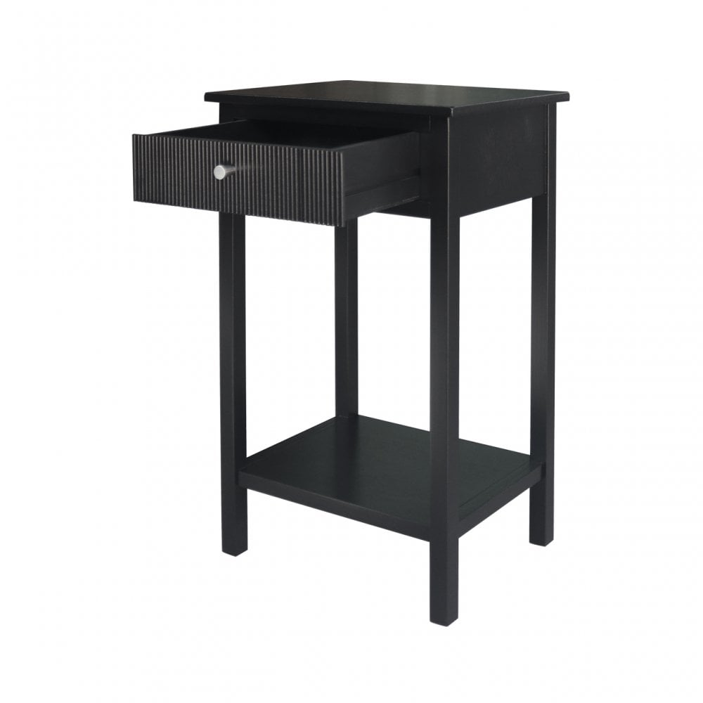 Lindon 1 Drawer End Table Black - KD includes 2 sets of Handle in Nickel and Gold