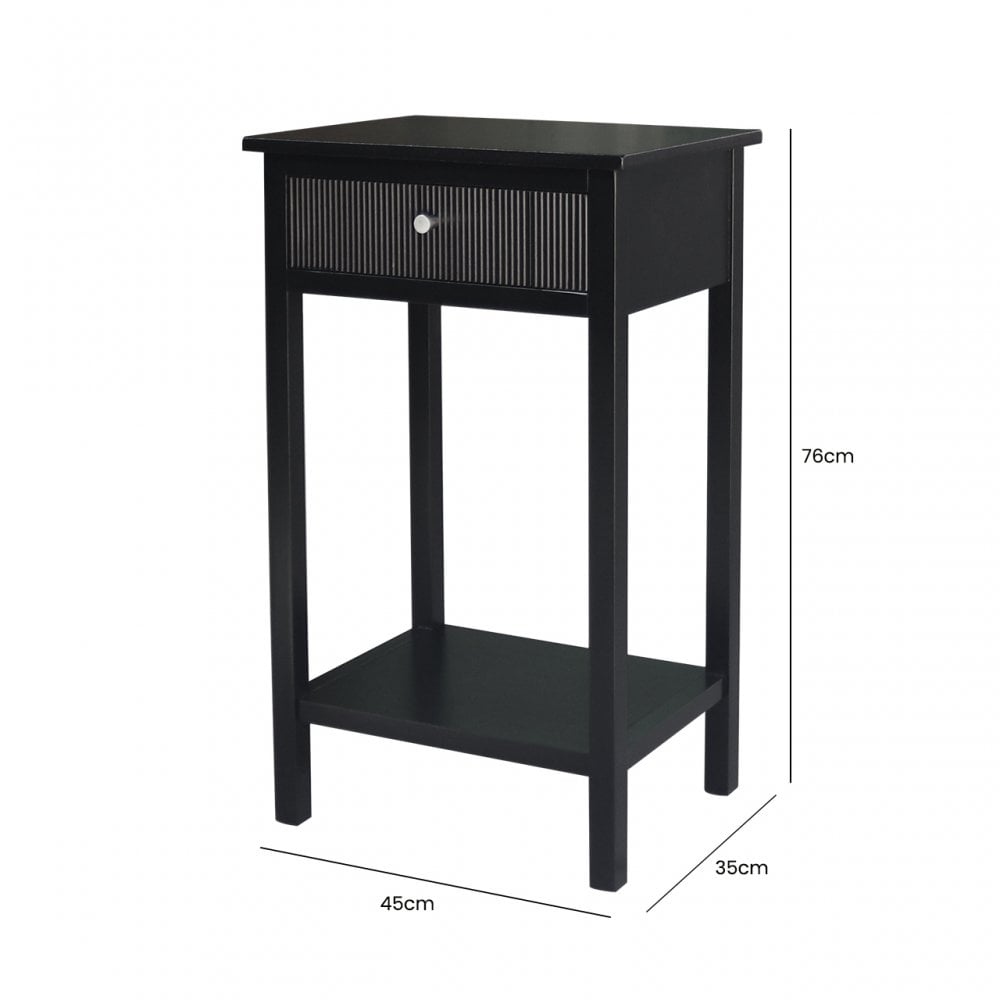Lindon 1 Drawer End Table Black - KD includes 2 sets of Handle in Nickel and Gold