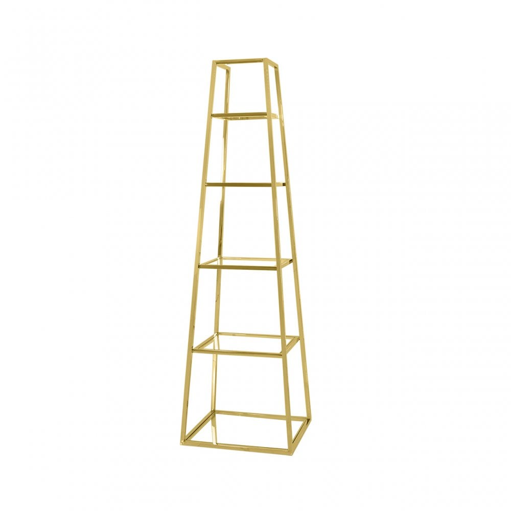 Logan Gold &amp; Clear Glass 5 Tier Ladder Display Unit-KD