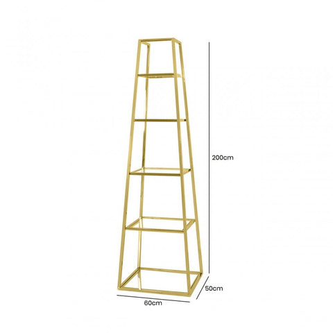 Logan Gold &amp; Clear Glass 5 Tier Ladder Display Unit-KD