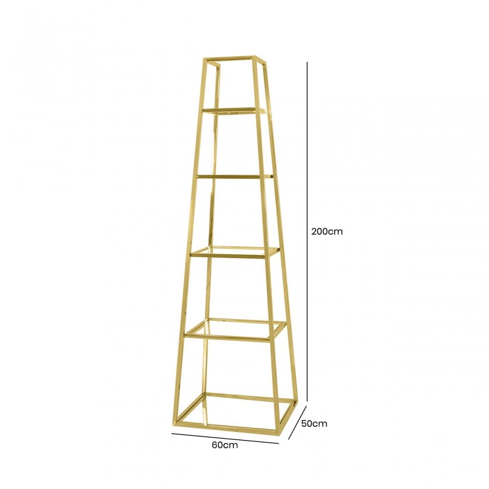 Logan Gold &amp; Clear Glass 5 Tier Ladder Display Unit-KD