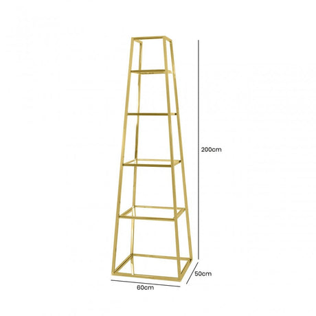 Logan Gold &amp; Clear Glass 5 Tier Ladder Display Unit-KD