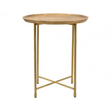 Mira Natural Wood And Gold End Table