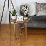 Mira Natural Wood And Gold End Table