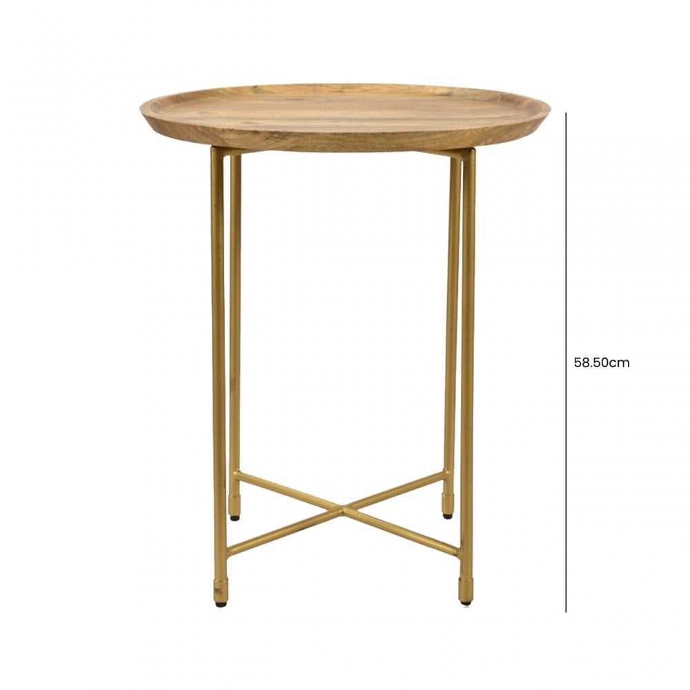 Mira Natural Wood And Gold End Table
