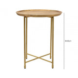 Mira Natural Wood And Gold End Table