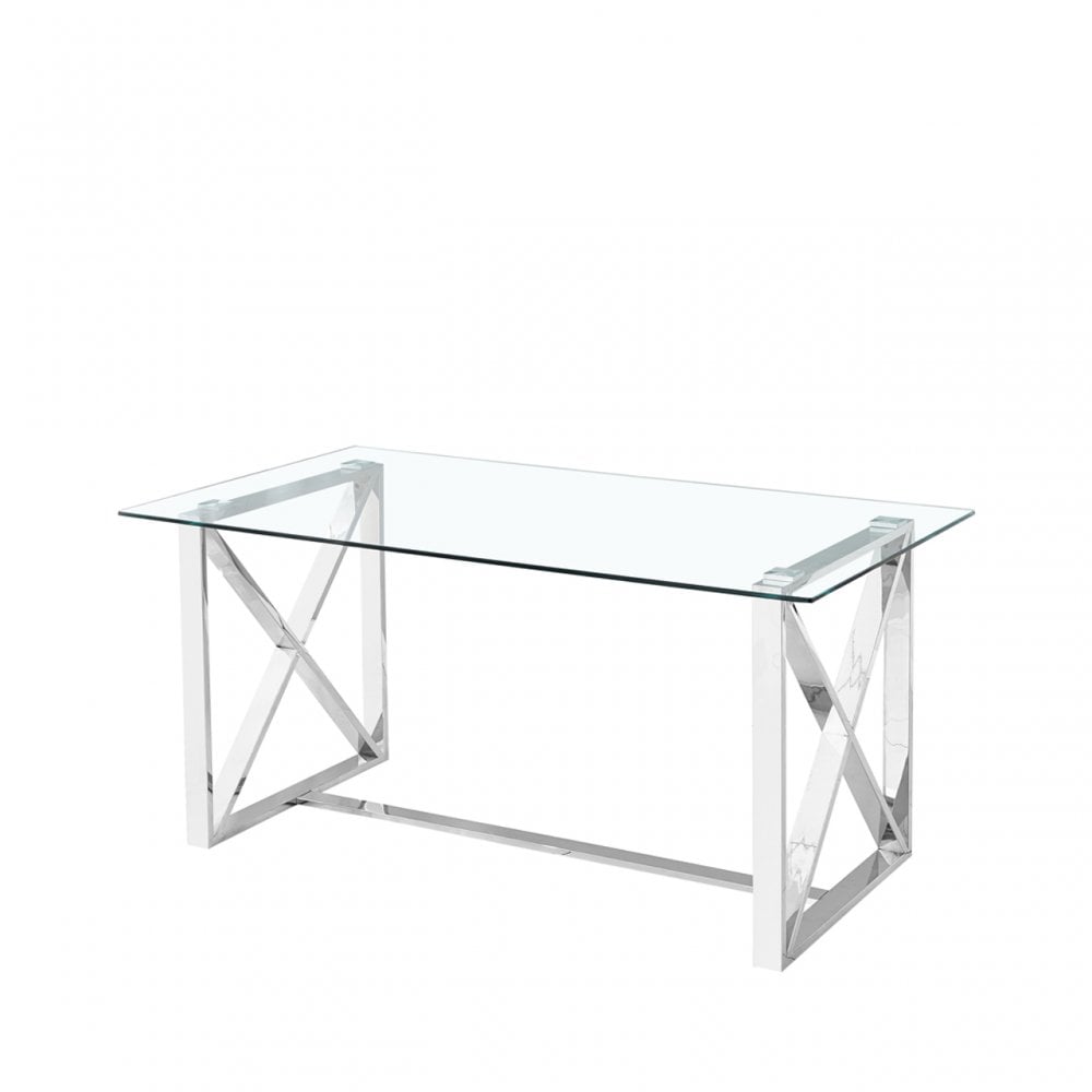 Zenith Stainless Steel Dining Table Glass Top - 2 Parts
