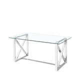 Zenith Stainless Steel Dining Table Glass Top - 2 Parts